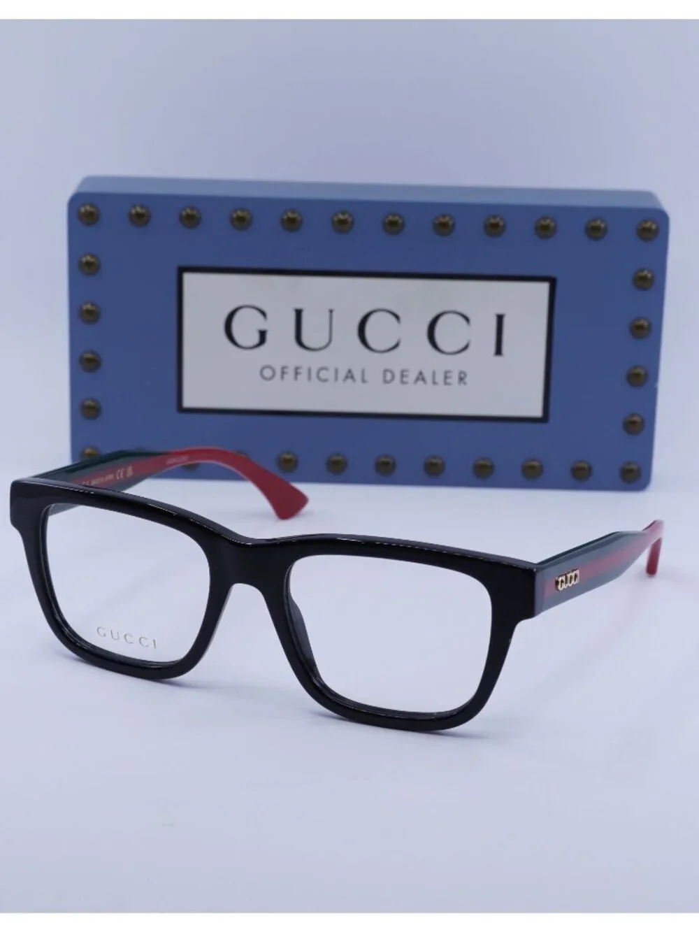 Gucci GG1870O 001 Square Eyeglasses - Black/Green/Red 53mm